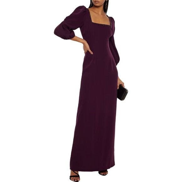Sachin & Babi Ginny Crystal-trimmed Crepe Gown Size 4 Plum $695 - Picture 1 of 14